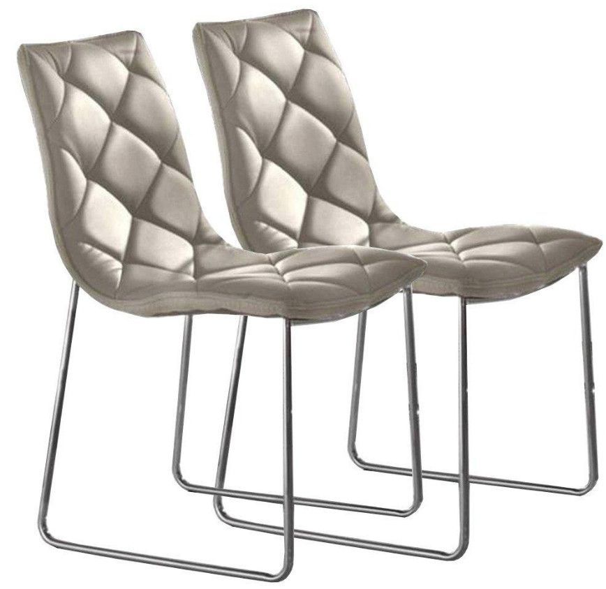 Chaise polyuréthane façon cuir capitonné Darkia- Lot de 2 - Photo n°1