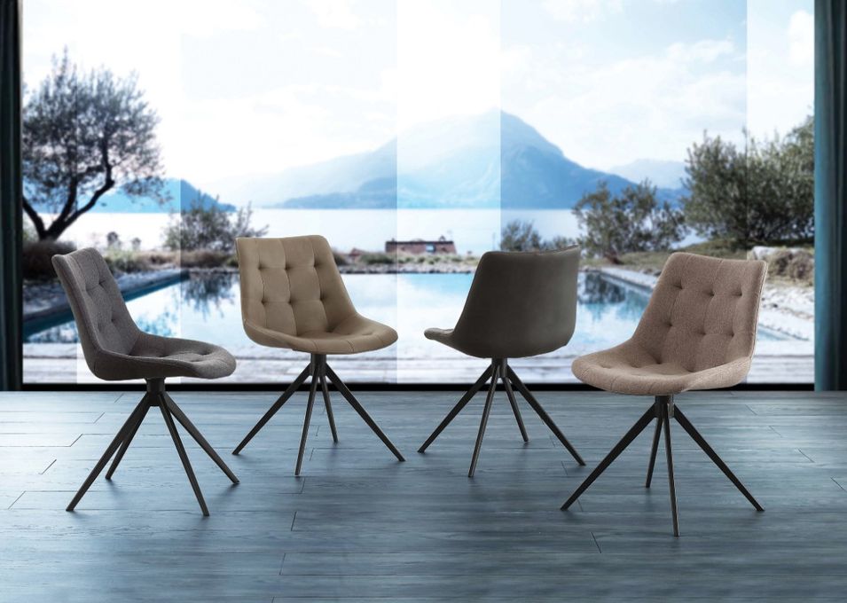 Chaise rembourrée en tissu et pieds métal noir Kazy - Lot de 2 - Photo n°1