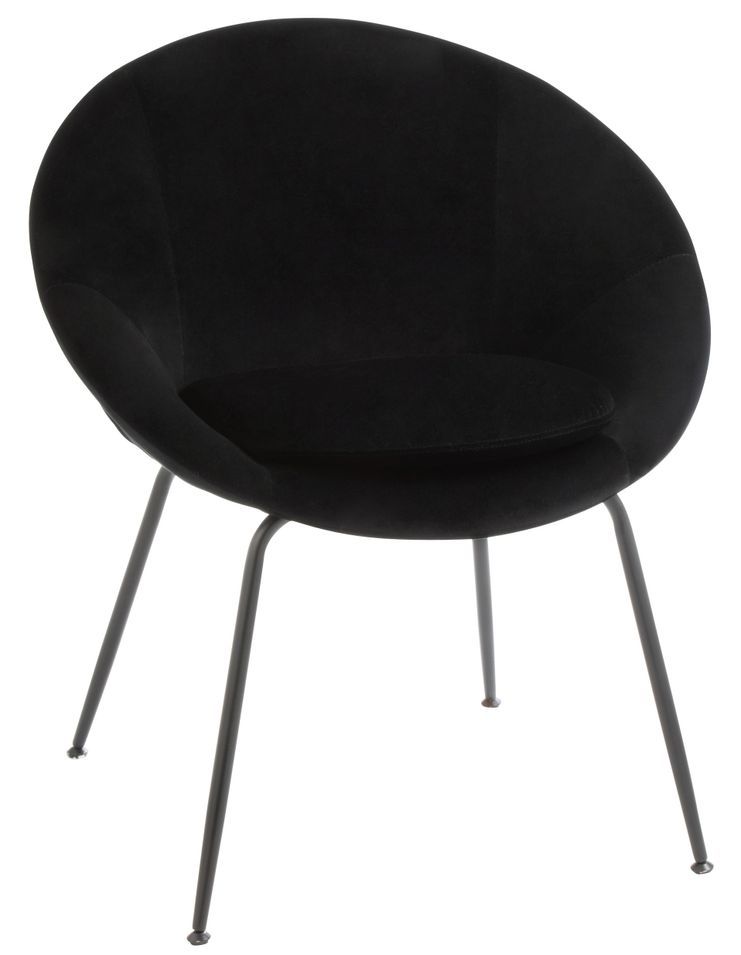 Chaise ronde métal et textile noir Chania L 69 cm - Photo n°1
