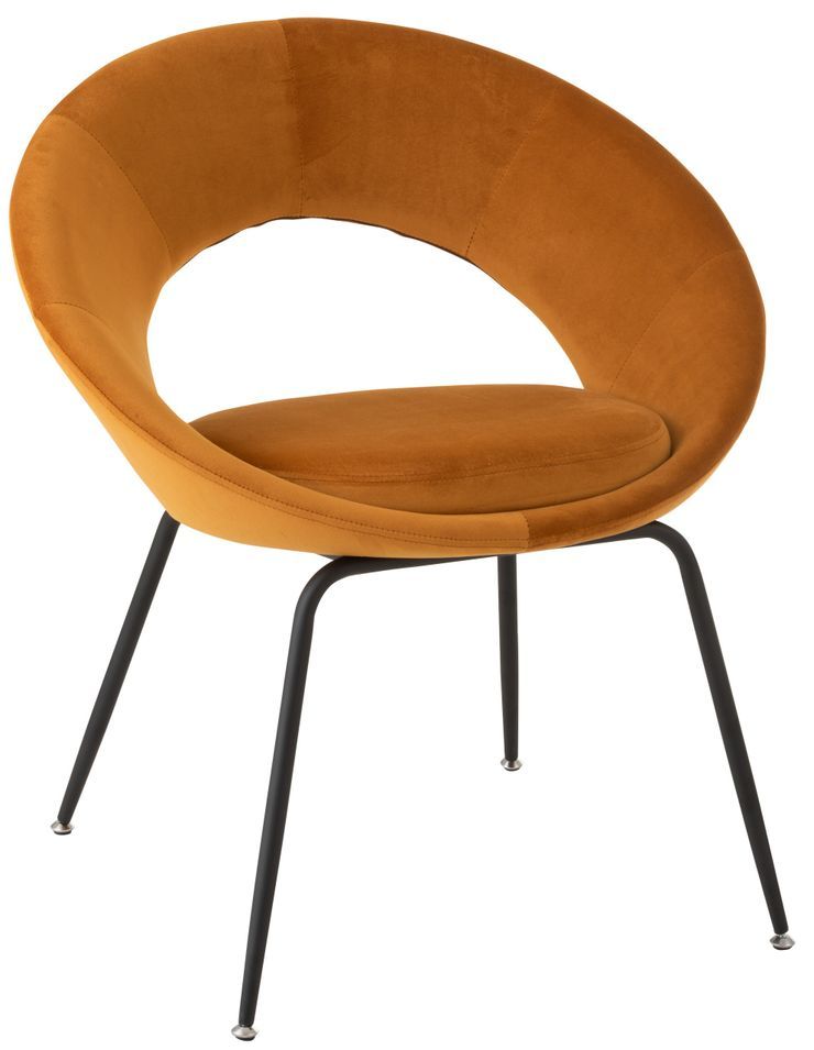 Chaise ronde métal et tissu ocre Arena L 69 cm - Photo n°1