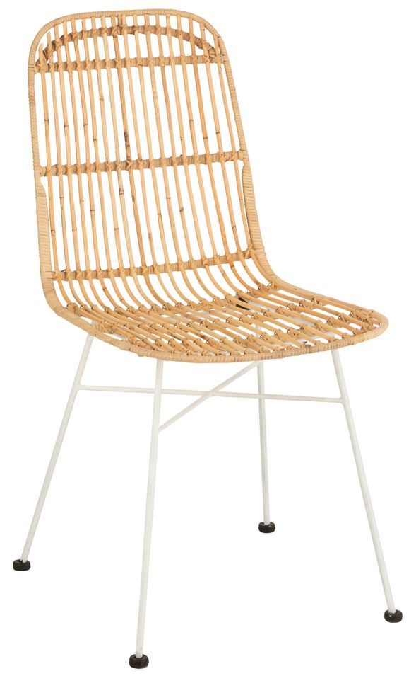 Chaise rotin eet métal naturel blanc Ema L 58 cm - Photo n°1