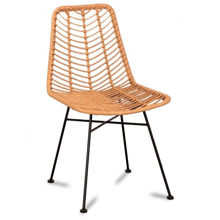 Chaise rotin et métal noir Barbou - Photo n°1