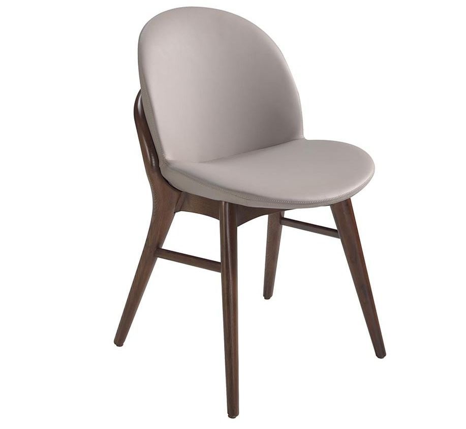 Chaise SABRY – Bois de frêne noyer & cuir écologique beige - Photo n°1