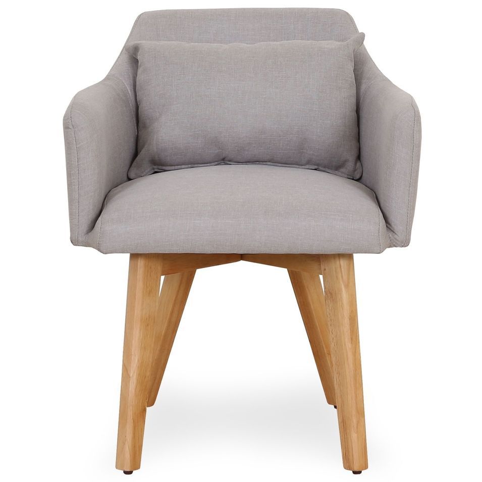 Chaise scandinave avec accoudoir tissu beige Kendi - Photo n°1