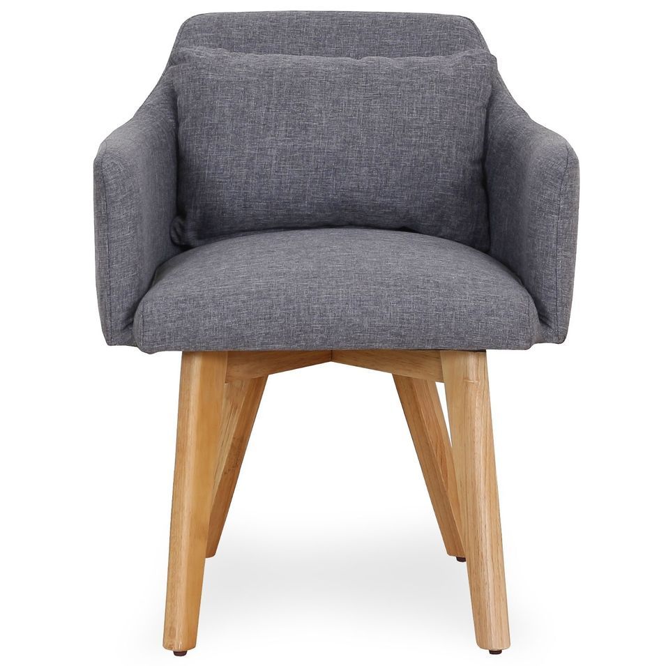 Chaise scandinave avec accoudoir tissu gris clair Kendi - Photo n°1