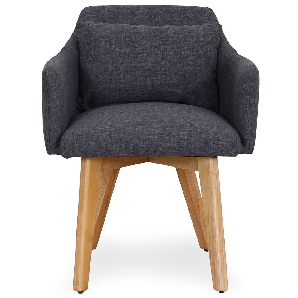 Chaise scandinave avec accoudoir tissu gris foncé Kendi - Photo n°1