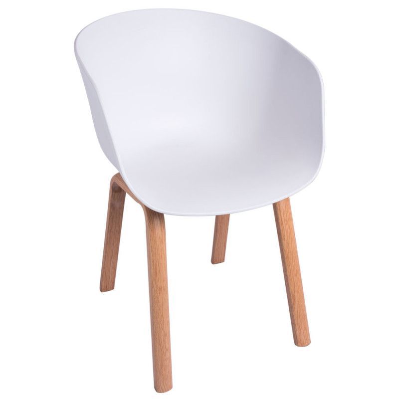 Chaise scandinave avec accoudoirs blanc et pieds naturel Wau - Photo n°1