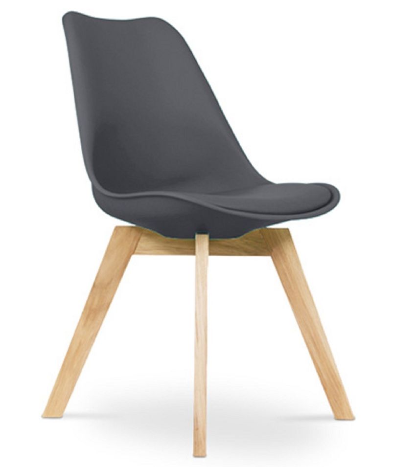 Chaise scandinave avec coussin simili gris foncé Genève - Lot de 2 - Photo n°1