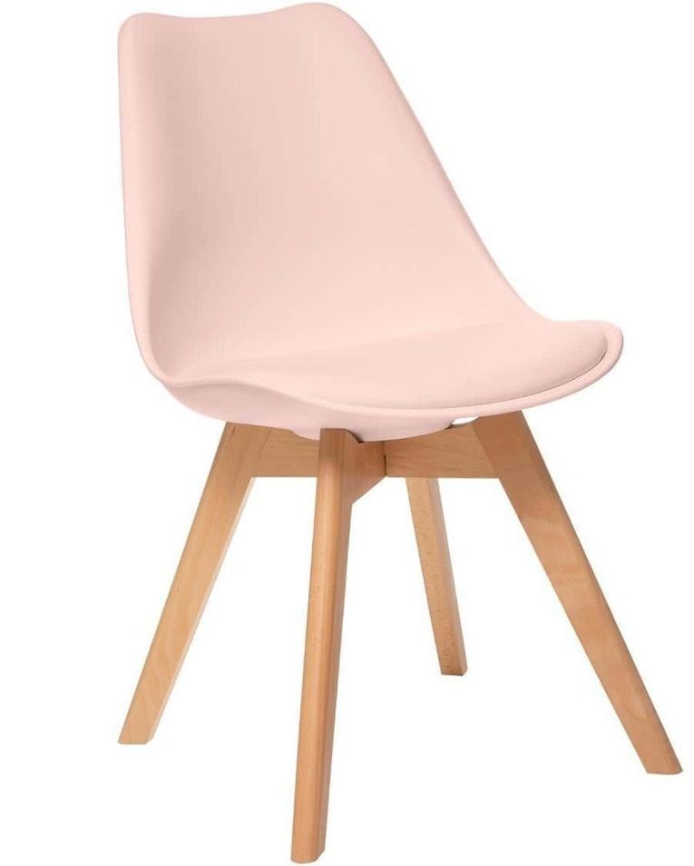 Chaise scandinave avec coussin simili rose Genève - Lot de 2 - Photo n°1