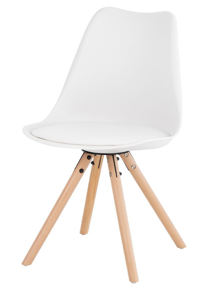 Chaise scandinave blanche assise coussin simili cuir Norda - Photo n°1