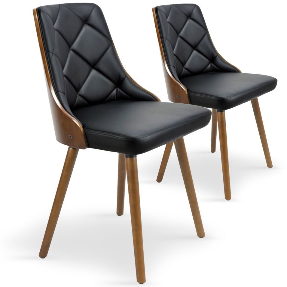 Chaise Scandinave Bois Noisette et Noir Pako - Lot de 2 - Photo n°1
