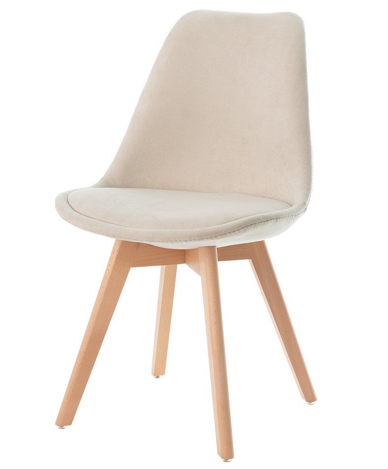 Chaise scandinave en tissu doux et bois de Hêtre Romba – Confort et élégance - Photo n°1