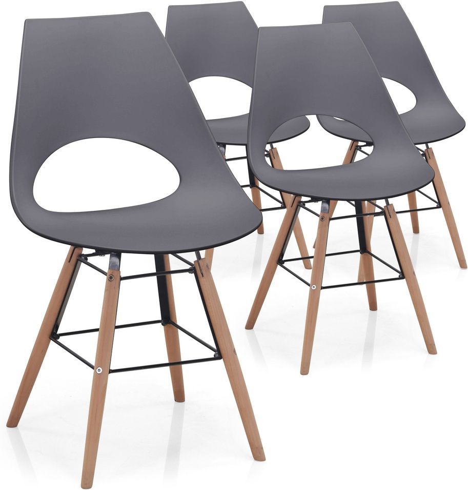 Chaise scandinave gris foncé Dona - Lot de 4 - Photo n°1