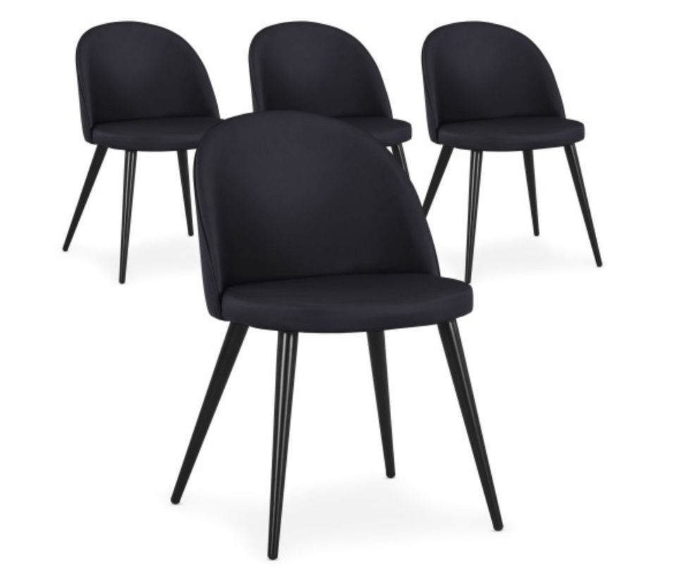 Chaise scandinave simili cuir noir Scary - lot de 4 - Photo n°1