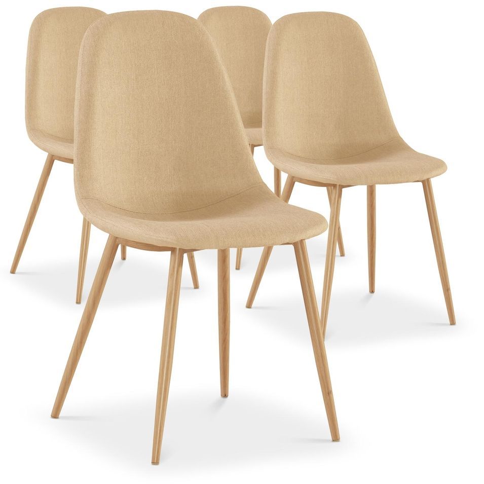 Chaise scandinave tissu beige Glas - Lot de 4 - Photo n°1