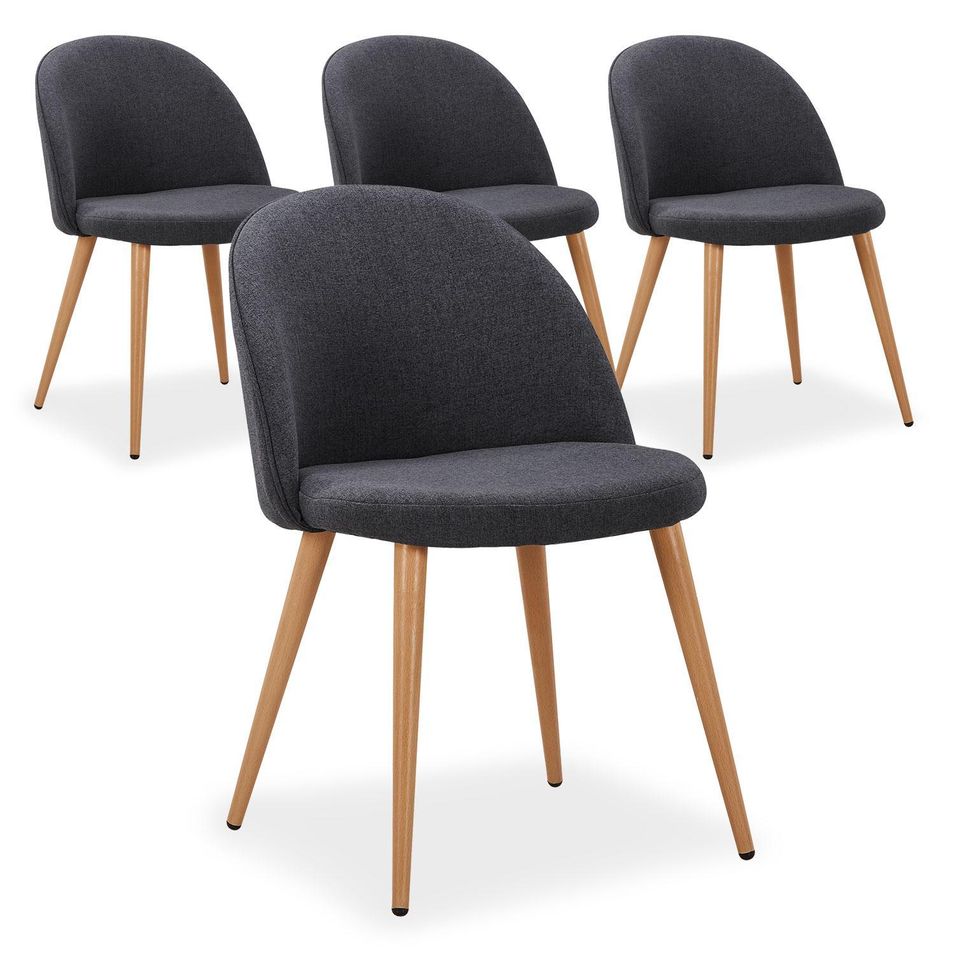Chaise scandinave tissu gris foncé Scary - lot de 4 - Photo n°1