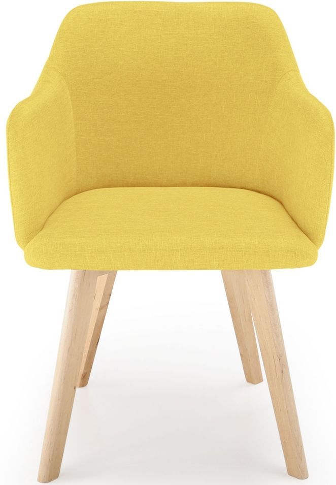 Chaise scandinave tissu jaune Carina - Photo n°1