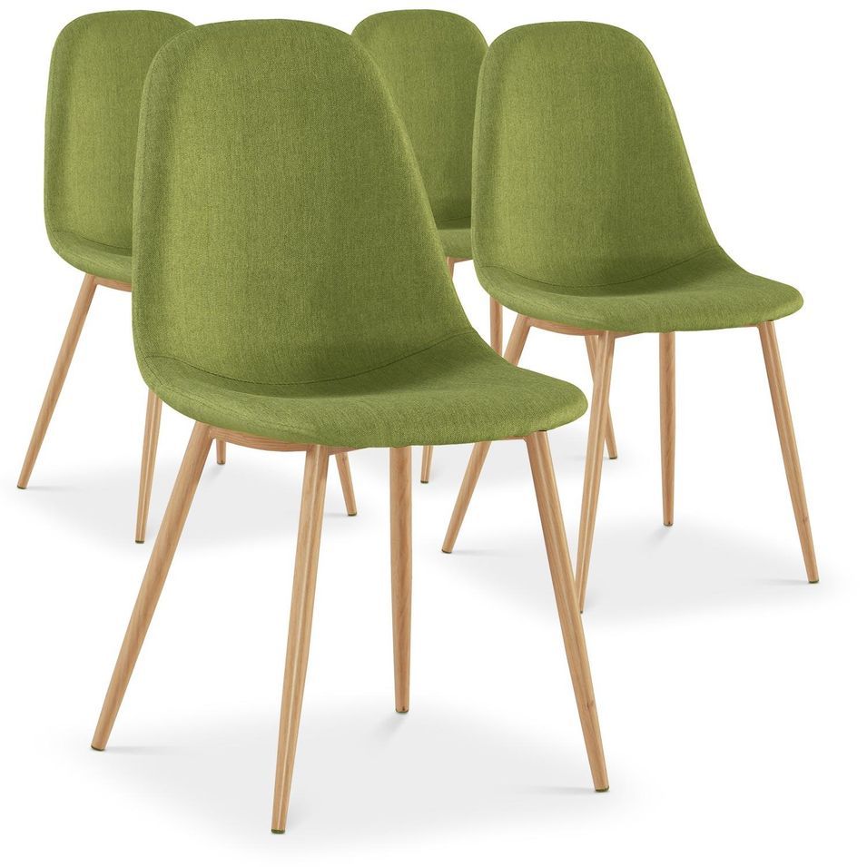 Chaise Scandinave Tissu Vert Glas - Lot de 4 - Photo n°1