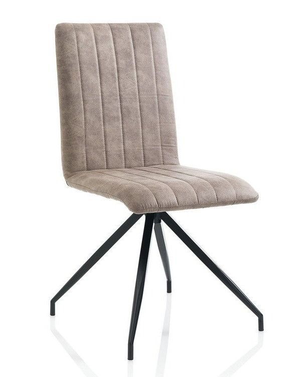 Chaise simili cuir beige et pieds métal noir Kirane - Lot de 2 - Photo n°1