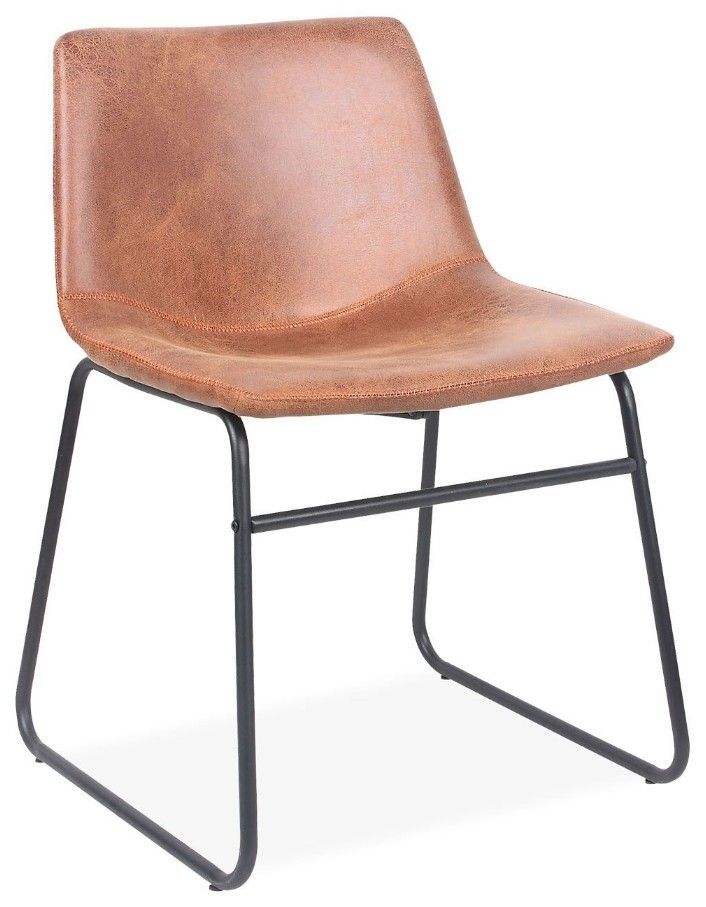 Chaise simili cuir camel et pieds métal noir Famou - Photo n°1