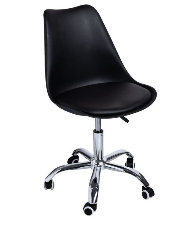 Chaise simili cuir noir sur pied central chromé Loky - Photo n°1