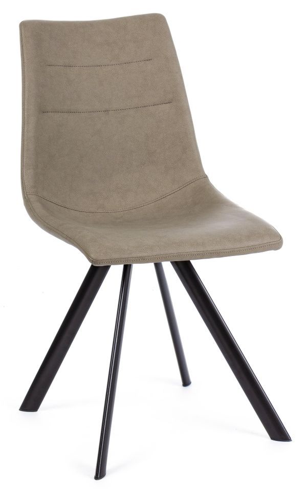Chaise simili cuir taupe et pieds en acier Alva - Lot de 4 - Photo n°1