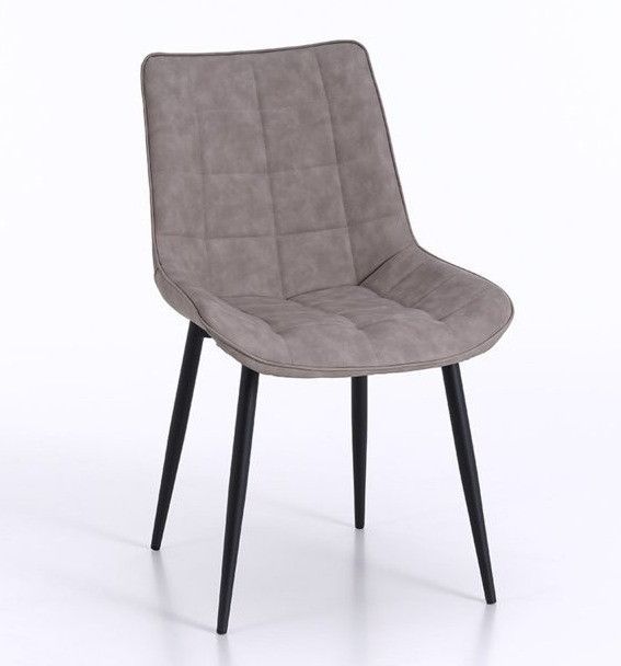 Chaise simili cuir taupe et pieds métal noir Lottac - Lot de 4 - Photo n°1