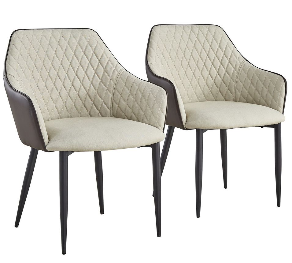 Chaise similicuir beige et marron Idjaa - Lot de 2 - Photo n°1