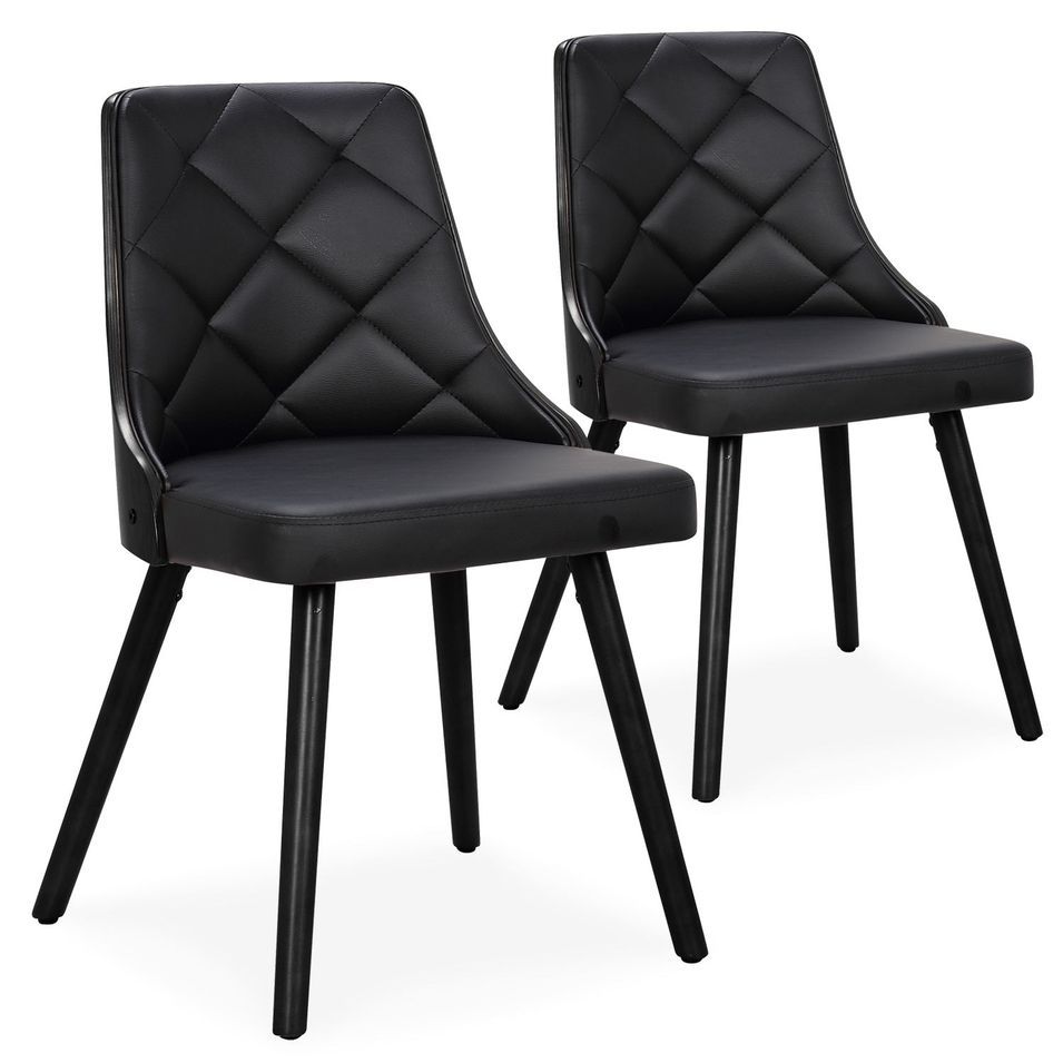 Chaise similicuir et pieds bois massif peint noirs Pako - Lot de 2 - Photo n°1