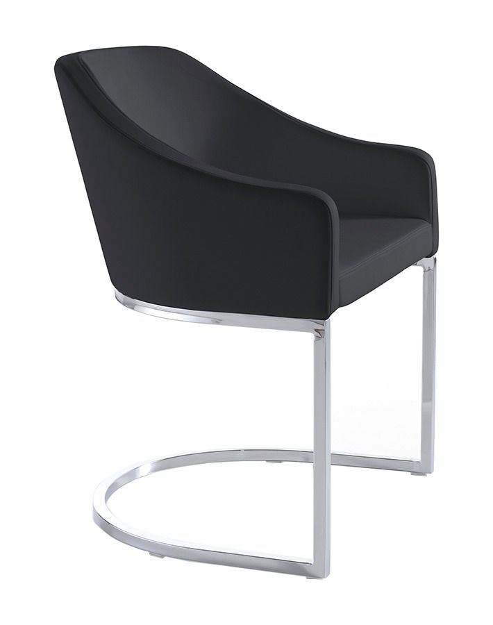 Chaise similicuir noir et pieds acier Judith - Lot de 2 - Photo n°1