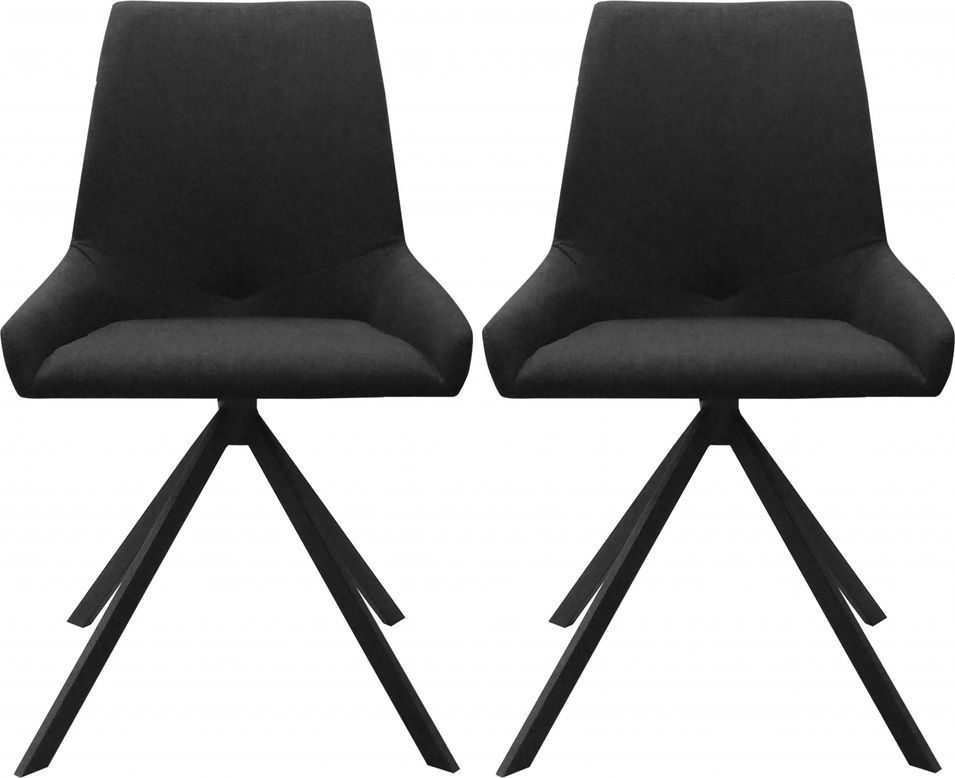 Chaise style industriel en tissu et pieds en bois massif noir Ross - Lot de 2 - Photo n°1