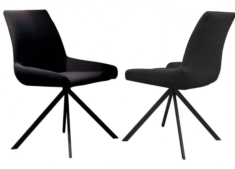 Chaise style vintage en tissu et pieds métal noir Naples - Lot de 2 - Photo n°1
