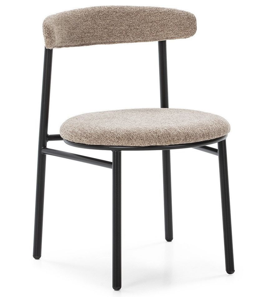 Chaise moderne en tissu beige et métal noir RAZIKA - Photo n°1