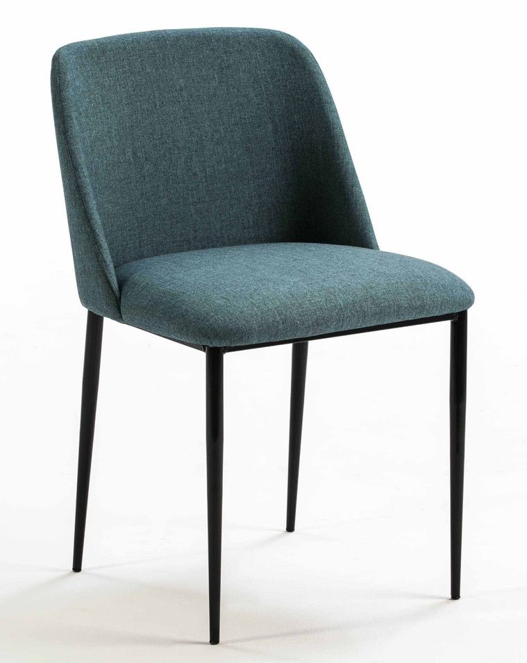Chaise tissu bleu et pieds métal noir KIZA - Photo n°1