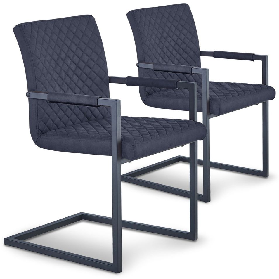 Chaise tissu et pieds métal noir Shanti - Lot de 2 - Photo n°1