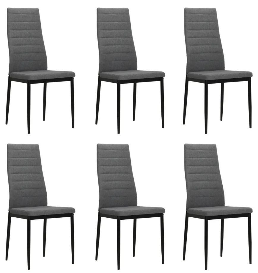 Chaise tissu gris clair et pieds métal noir Karlane - Lot de 6 - Photo n°1