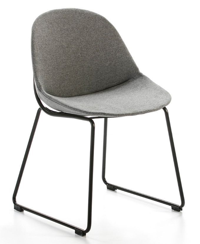 Chaise tissu gris et pieds métal noir Micky - Photo n°1
