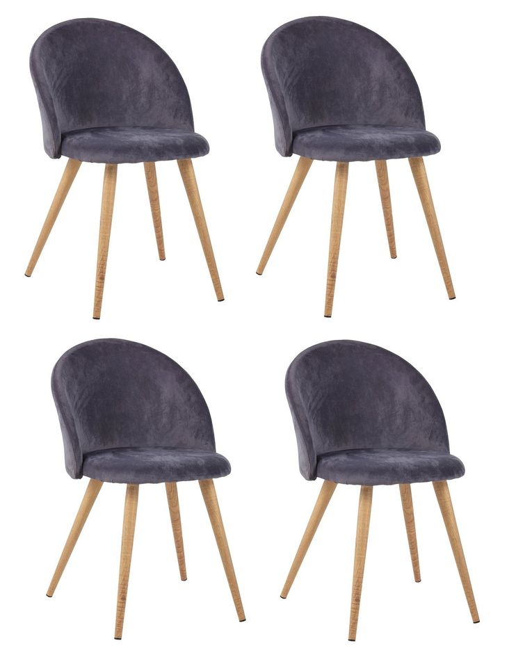 Chaise tissu gris foncé et pieds métal effet bois Mista - Lot de 4 - Photo n°1