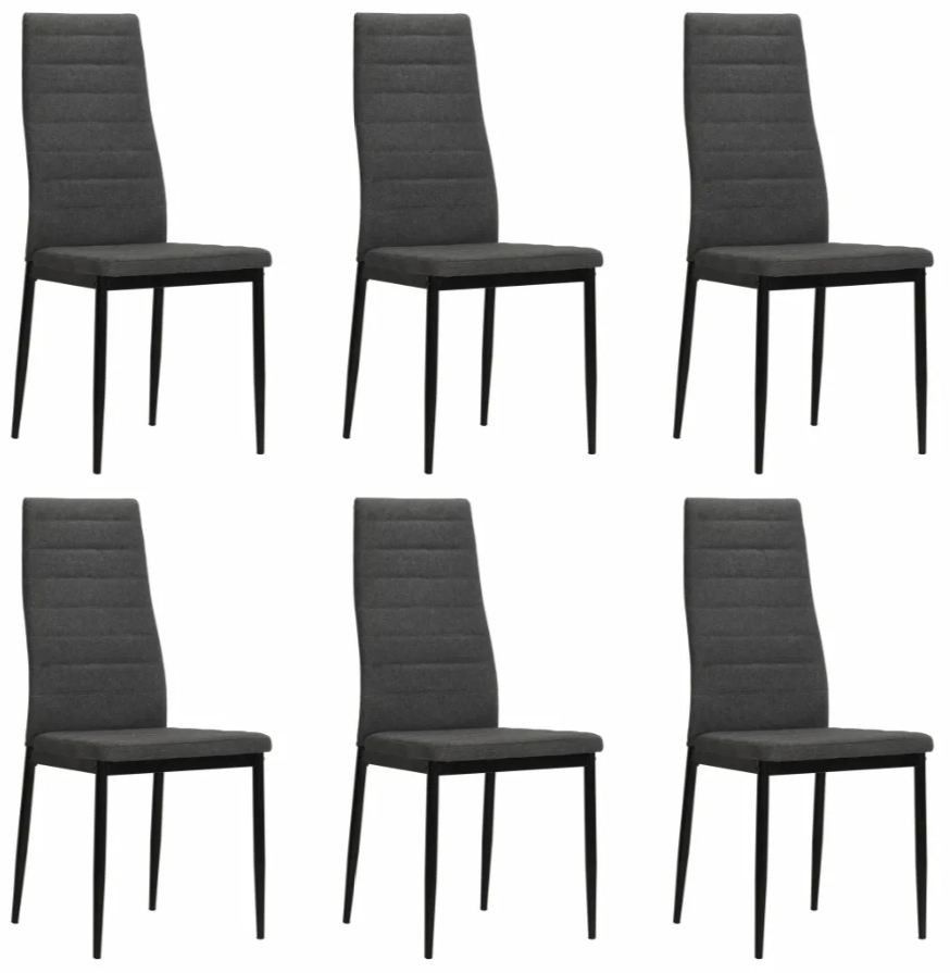 Chaise tissu gris foncé et pieds métal noir Karlane - Lot de 6 - Photo n°1