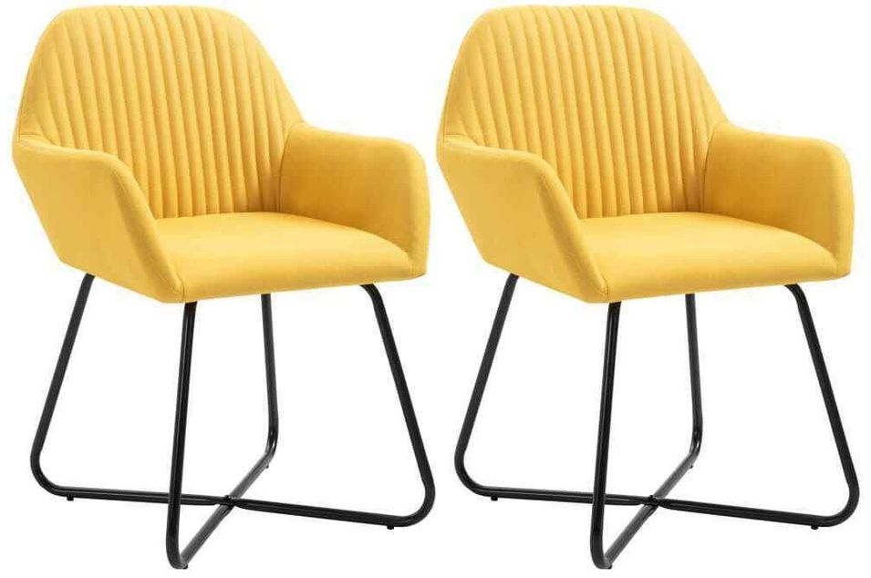 Chaise tissu jaune et pieds métal noir Mikee - Lot de 2 - Photo n°1