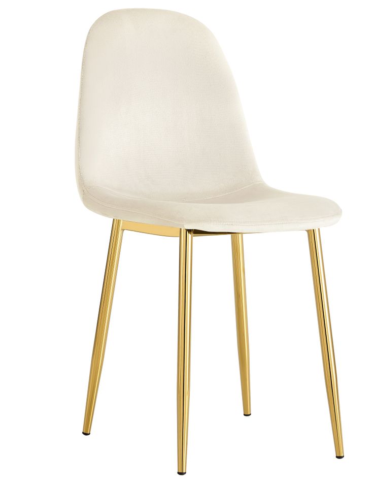 Chaise tissu molletonné beige clair et pieds acier doré Dony - Photo n°1