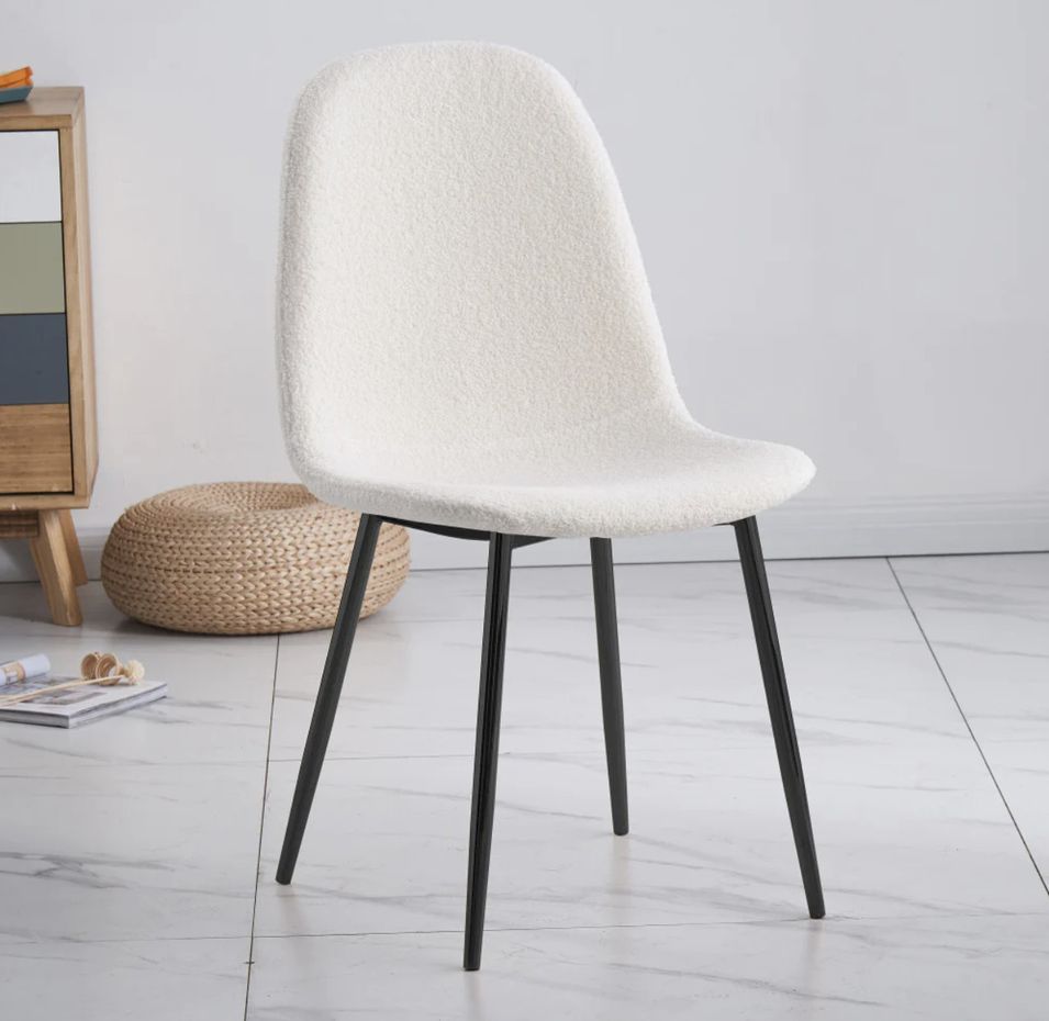 Chaise tissu molletonné beige et pieds acier noir Dony - Lot de 6 - Photo n°1