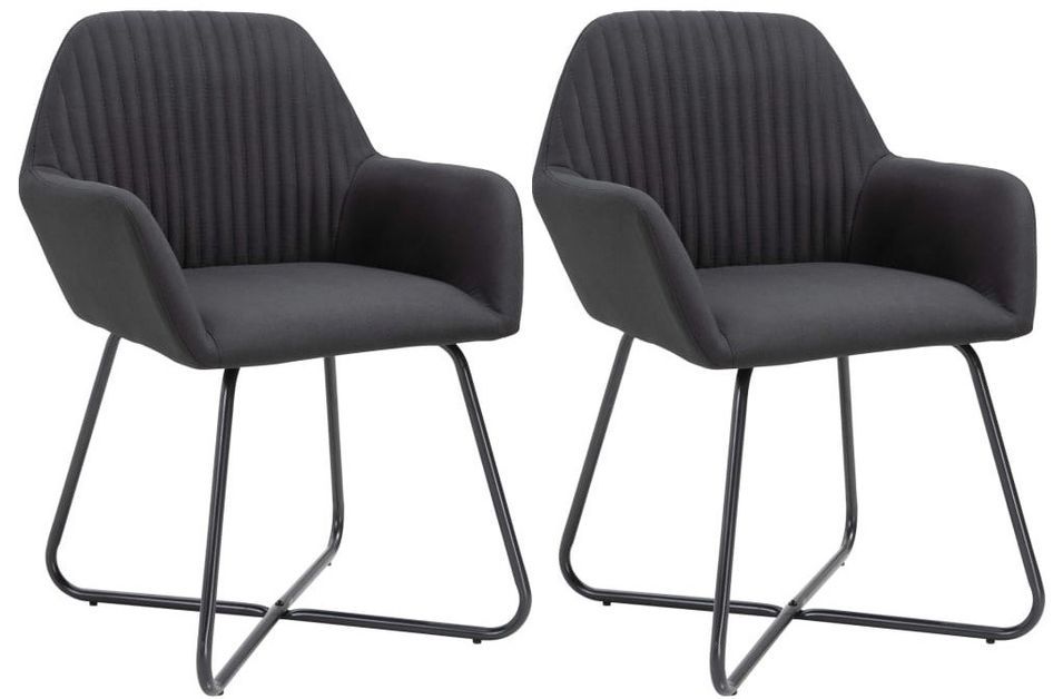 Chaise tissu noir et pieds métal noir Mikee - Lot de 2 - Photo n°1