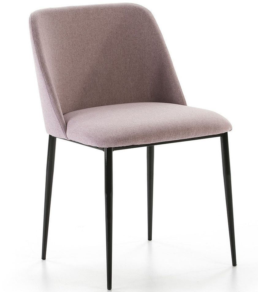 Chaise tissu rose et pieds métal noir KIZA - Photo n°1