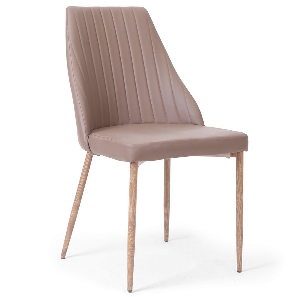 Chaise Tissu Taupe Dolly - Lot de 4 - Photo n°1