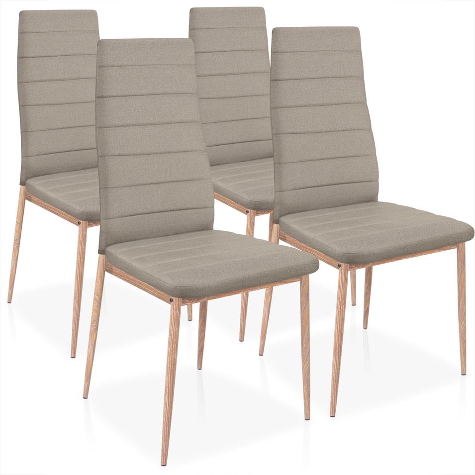 Chaise Tissu Taupe Stano - Lot de 4 - Photo n°1