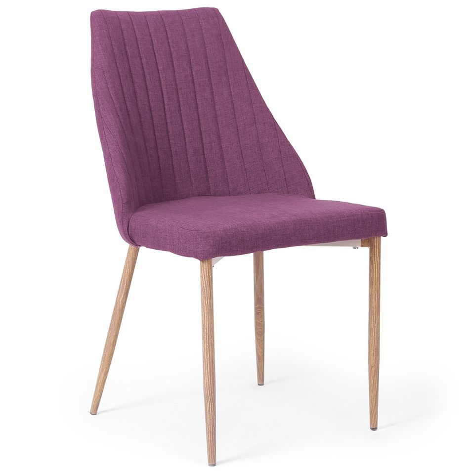Chaise Tissu Violet Dolly - Lot de 4 - Photo n°1
