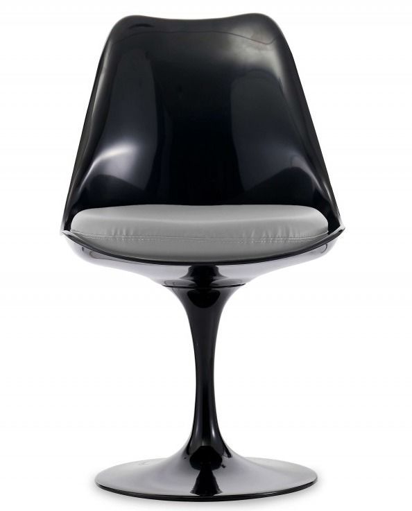Chaise Tulipo pivotante noir brillant avec coussin - Design haut de gamme - Photo n°1