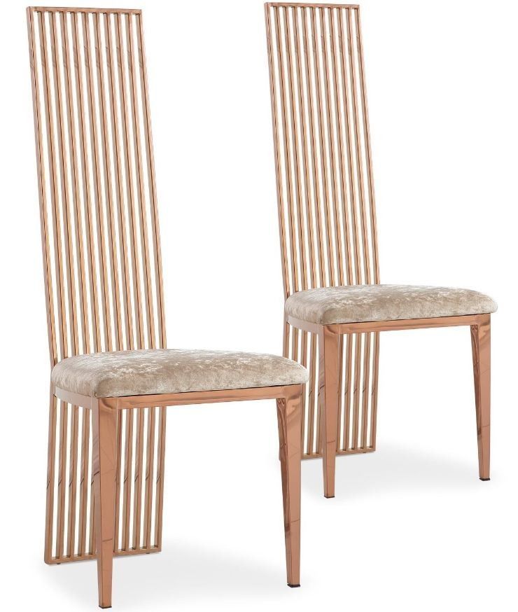 Chaise velours beige et métal doré Kallera - Lot de 2 - Photo n°1