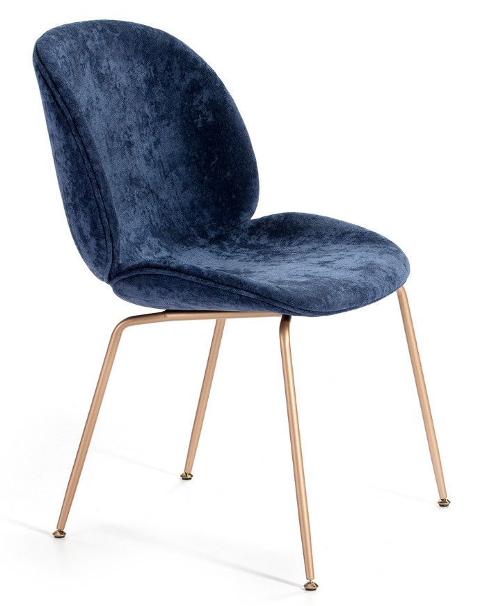 Chaise velours bleu et pieds métal doré Raj - Photo n°1